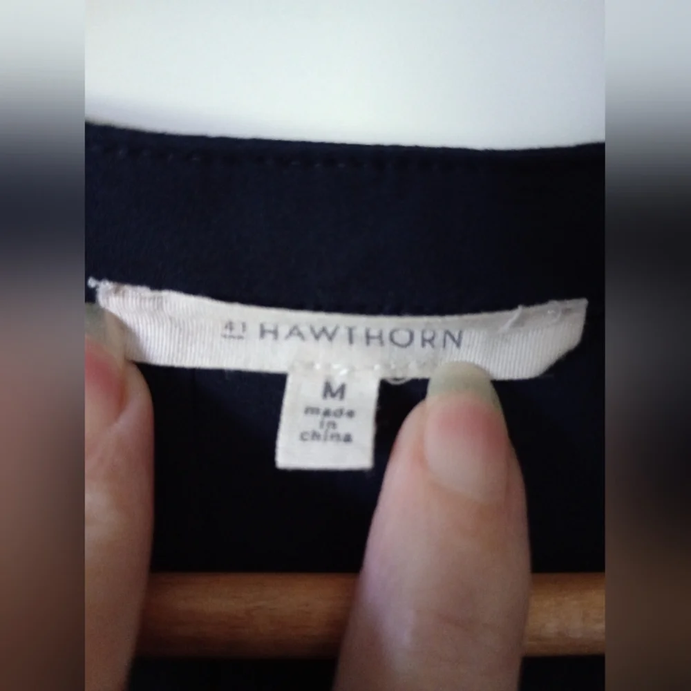 41 Hawthorn Navy Blouse With Roll Up Sleeves Size Medium - Picture 10 of 11